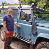 Stephen Murgatroyd St Agnes, Cornwall, with his recovered Land Rover Defender