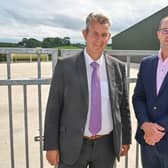 Agriculture Minister Edwin Poots pictured with Justin Coleman from Moy Park at a recent visit to Performance House in Waringstown.
