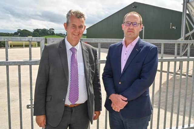 Agriculture Minister Edwin Poots pictured with Justin Coleman from Moy Park at a recent visit to Performance House in Waringstown.