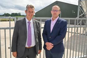 Agriculture Minister Edwin Poots pictured with Justin Coleman from Moy Park at a recent visit to Performance House in Waringstown