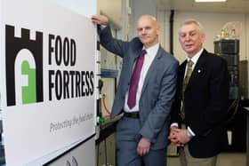 Robin Irvine, director of Food Fortress, and Professor Chris Elliott, QUB