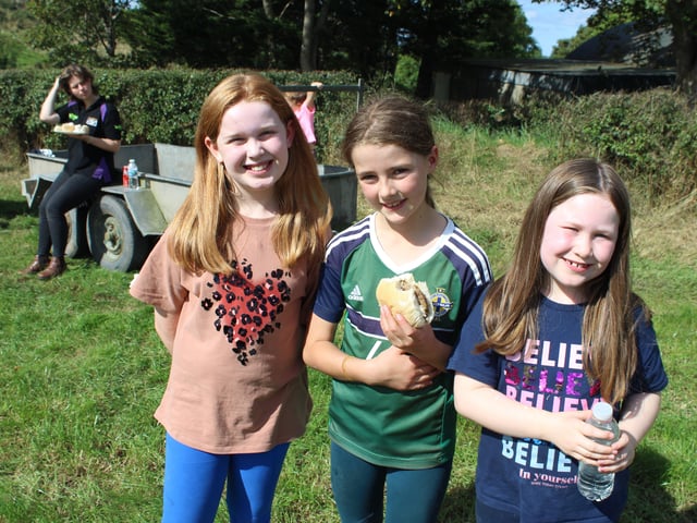 Having a great time at the threshing day at Ballydown (from left) Emma, Darcey,and Isabelle McQuaid
