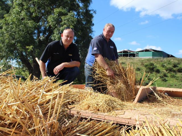 Pictured on the thresher is Graham Hutchinson and John McQuaid