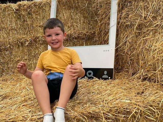 Jacob enjoying the activities that were on for the children to enjoy at the charity tractor run