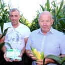 Discussing the prospects for this year's forage maize crops: FrankFoster, BioSil (Right) with Ballymena dairy farmer David McBurney.