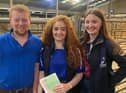 Crumlin YFC club members Harvey, Kimberely and Emma at the beef stock judging. Kimberley won in the age 18 to 21 category