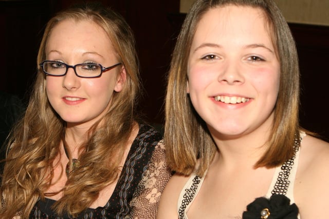 Carla Alderdice and Zoe Beckett pictured at the Co Armagh YFC dinner in Tandragee Golf Club in 2007. Picture: Kevin McAuley
