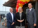 Pictured at the McDonald’s Boucher Road restaurant are Minister Edwin Poots MLA; Sarah Carter, VP Operations North, McDonald’s UK and Ireland; and Paul Connan, McDonald’s Franchisee.