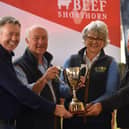 The trophy presentation to Charles and Sally Horrell, by judge George Somerville and sponsor Tommy Staunton.