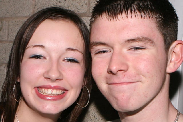 Curtis Turner and Zoe Sproule enjoy the Finvoy YFC traffic light disco at Ballymoney Rugby Club in 2007. Picture: Kevin McAuley