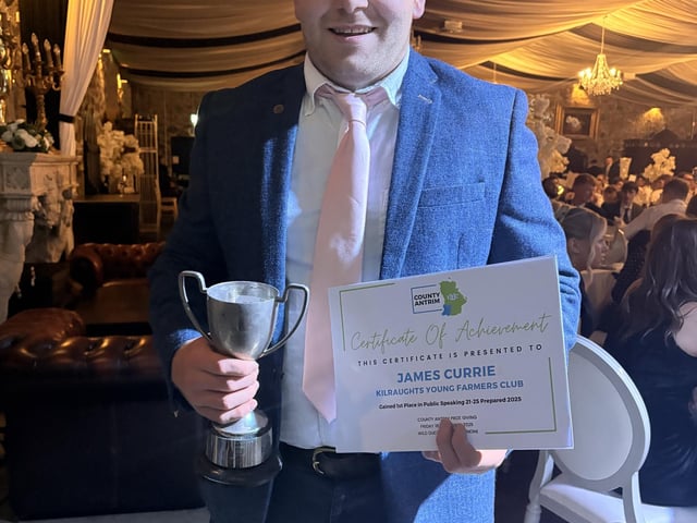 James Currie (Kilraughts YFC) received first place in 21-25 prepared public speaking.