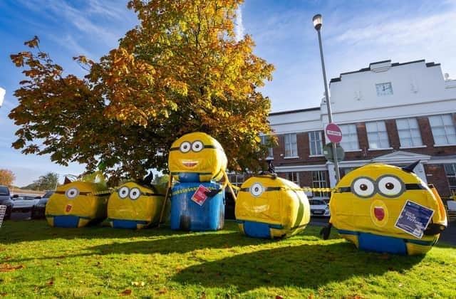 The Minions on the Halloween hay trail.