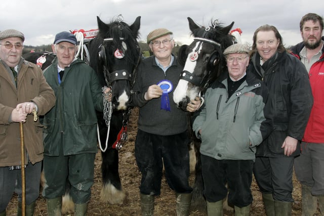 Bertie Faulkner with Brian King, judge, Roy Prescot, judge, Cliff Kells, Tesco, and Kenny Gracey at the Mullahead Ploughing match. Picture: Steven McAuley/Kevin McAuley Photography Multimedia