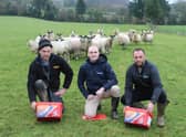 Discussing the benefits of Crystalyx High Energy Feed Blocks for sheep: l to r: Liam Strain, Burnfoot, Co Donegal; Luke Morgan, Caltech: Crystalyx and John Hegarty, Inishowen Co-op