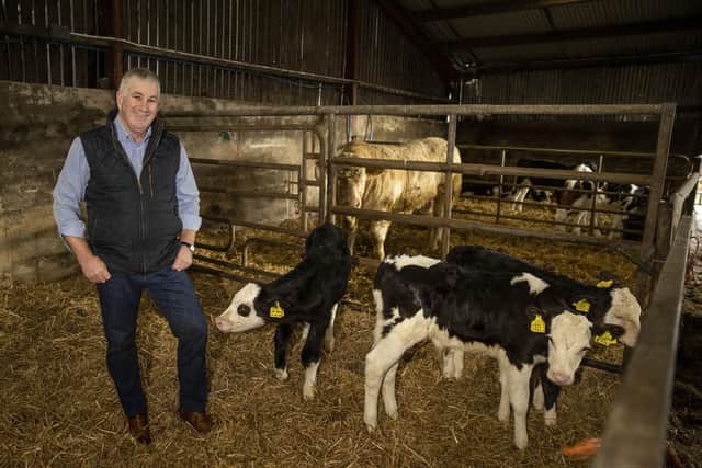Victor Chestnutt, former president of Ulster Farmers' Union (UFU), who has been made an OBE (Officer of the Order of the British Empire) for services to Agriculture in the New Year Honours list, at his farm outside Bushmills, Co. Antrim. Image: Liam McBurney/PA Wire