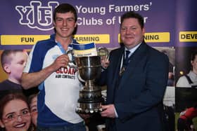 Overall Ulster Young Farmer competition winner, Jack Johnston with YFCU president, Stuart Mills