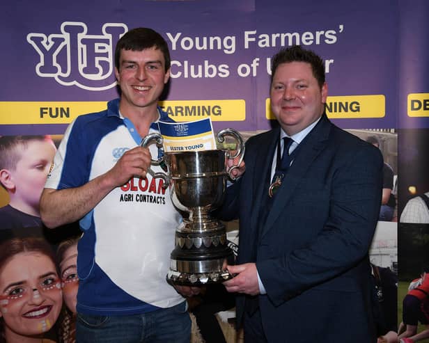 Overall Ulster Young Farmer competition winner, Jack Johnston with YFCU president, Stuart Mills