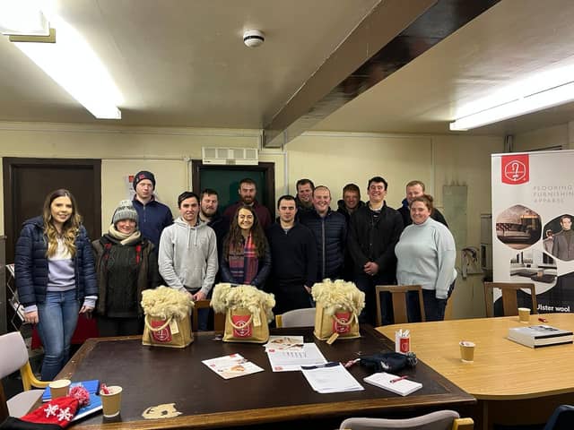 Young Farmers' Clubs of Ulster agriculture environment and rural affairs committee members on their visit to the Ulster Wool Board. Picture: YFCU