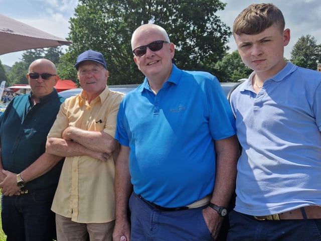 Aidan McKeown, Armagh, Sean Hughes, Armagh, Alfie Corr, Rostrevor, and Paul McArdle, Newry, enjoying a catchup this year's Kilbroney Vintage Show which was held at Kilbroney Forest Park, Rostrevor. Picture: Darryl Armitage