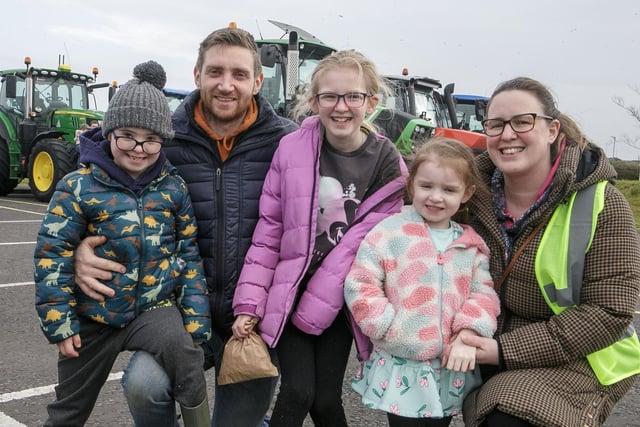 Smiling for our cameraman are Peter, Cheriee, Ruby, Henry and Ivy Moore. Pic: Sammy McMullan