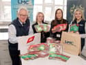 Meat4Schools winner, Abi Bassett from Integrated College, Glengormley is pictured with Hugh McGahan (ABP), teacher Christina Mullan and Sarah Toland (LMC).
