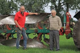Announcing details of Killead Ploughing Society’s 106th match on Saturday 7th October 2023 are chairman David Wallace, right, and vice-chairman William Johnston. Pic: Julie Hazelton