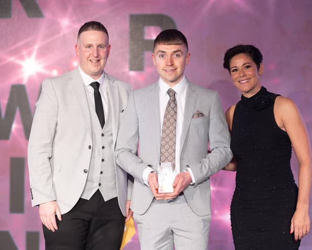 Joel Eakin, Marketing Executive for Eakin Bros LTD, has won the Regional Recognition Award at the Isuzu UK Dealer Conference and Awards 2024 in Glasgow. Pic: Lauren Taylor