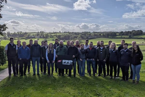 Participants in ABP’s Future Farmers Programme during a visit to Hook’s Farm, Hillsborough, as part of the initiative to support the next generation of Northern Ireland’s farming businesses.