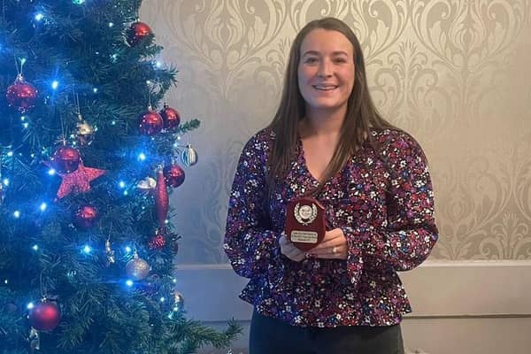 Hayley-Rae Russell at Donaghadee YFC's Christmas dinner and awards night. Picture:  Donaghadee YFC
