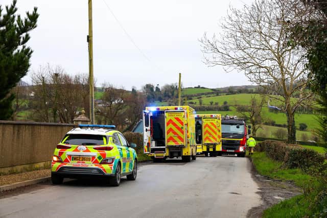 Ambulances at the scene of the crash