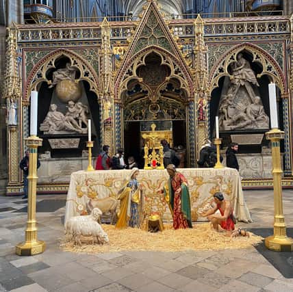 The Nativity scene in Westminster Abbey puts livestock in the picture