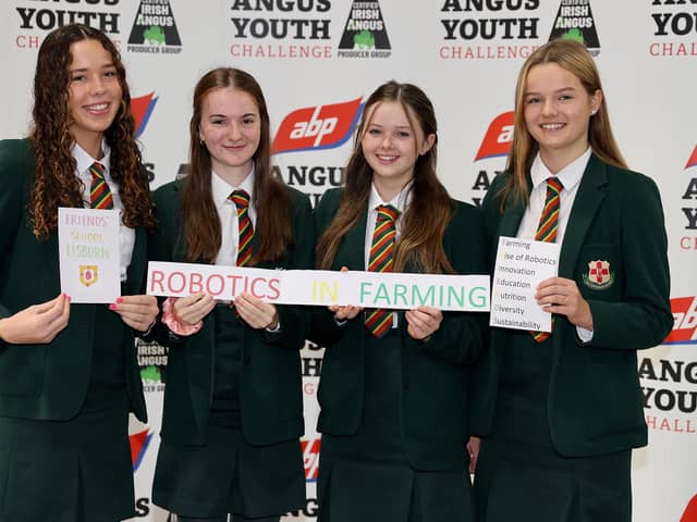 Friends’ School Lisburn is represented in the ABP Angus Youth Challenge final by, from left, Katie Mulholland, Alexandra Neill, Beth Reynolds and Naomi Patterson.