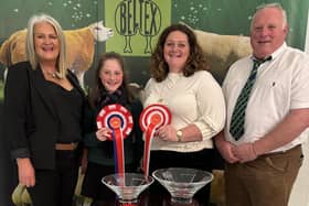 Flock Competition judges Alison and Wade McCrabbe are pictured with Libby and Sarah Wilson. (Pic: Freelance)
