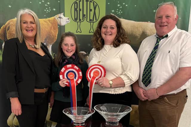 Flock Competition judges Alison and Wade McCrabbe are pictured with Libby and Sarah Wilson. (Pic: Freelance)