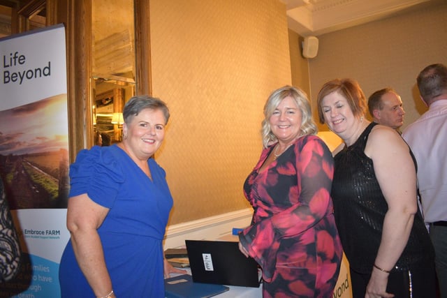 Jenny McNeill, Rhonda Geary and Heather Patterson remember their time at the Holestone YFC 80th anniversary dinner at the Galgorm Resort. Picture: Holestone YFC