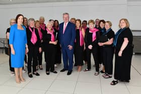 The Rural Melody Choir at Northern Trust’s Leadership Conference in June pictured with Health Minister Mike Nesbitt