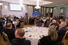 Listening to the speakers at the AgriSearch Research and Innovation Needs Conference in Antrim. Photograph: Columba O’Hare/ Newry.ie