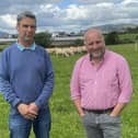 Host farmer James Henderson pictured with UGS President David Linton discussing the forthcoming visit to his farm at Kilkeel. Pic: UGS