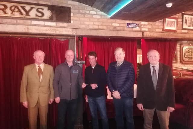Club secretary Brian Duggan, Michael Hanna WHR Accountants and four year old maiden race sponsor, Patrick Gillespie committee member and son of the late Doctor J F Gillespie, Joe Wilkinson WHR and club chairman Sean Gordon