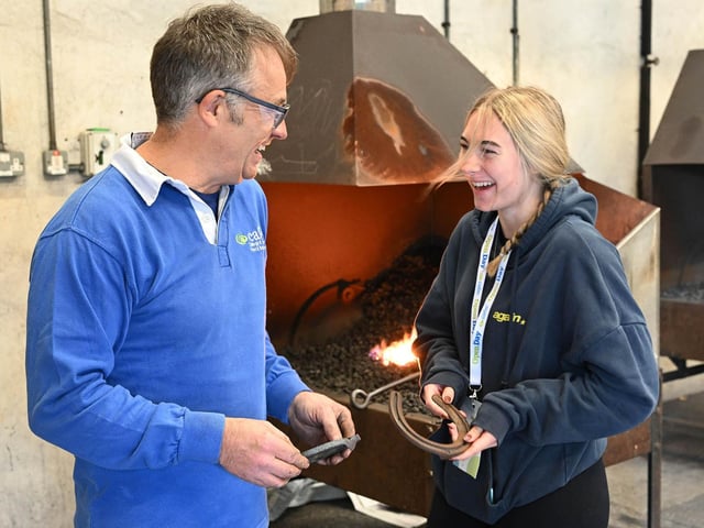 Paul Duddy explained the farriery training courses available through CAFRE to visitors on Open Day.