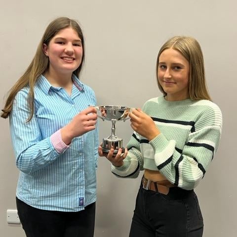 John McConnell Cup for Sheep Judging - Catherine Hanna and Jasmine Foot. Picture: Rathfriland YFC