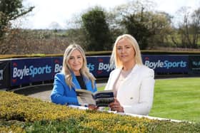 Pictured (left to right) launching the upcoming Summer Festival is Sharon McHugh, Head of PR & Sponsorship at BoyleSports and Emma Meehan, Chief Executive of Down Royal Racecourse. (Pic: Darren Kidd/Press Eye)