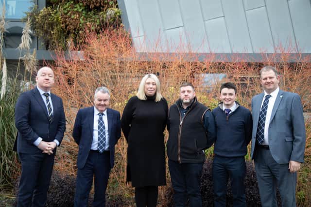 New associates of IAAS, left to right: Professor Ken Sloan, vice chancellor and CEO of Harper Adams, IAAS president Alan Hutcheon, Gemma Duguid, Andrew Gunn and Fraser Chapman, and IAAS executive director Neil Wilson. Picture: Submitted