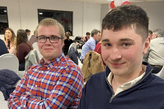 Bleary YFC members Kyle and Josh at the club's very first charity dinner and auction in aid of Air Ambulance. Picture: Bleary YFC