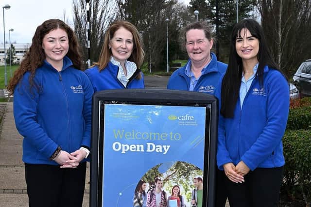 Left to Right: CAFRE Student Recruitment Team members, Caoimhe Hegarty, Liz Simpson, Toni Donnelly and Laura Browne invite prospective students to explore their study options at CAFRE during Open Week from 6 to 10 October 2026.