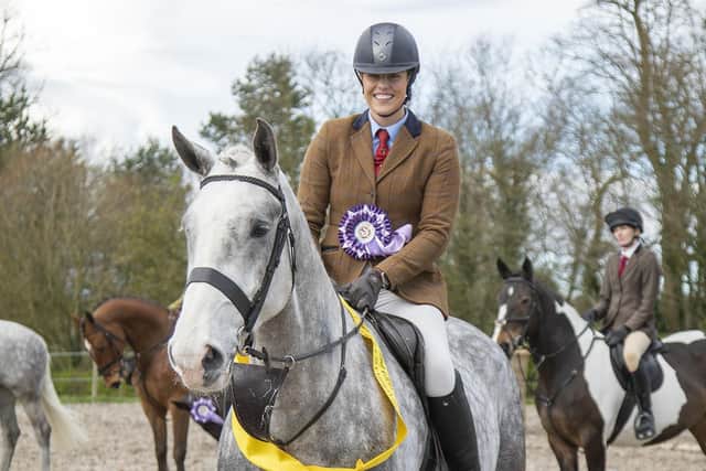 Kathryn Knox and Springvale O'Grady, reserve champions, taking part in the Causeway and Glens Riding Club working hunter on Easter Monday