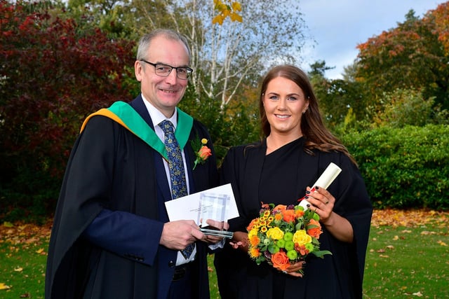 Lois Neely (Broughshane) was awarded with the Department of Agriculture, Environment and Rural Affairs Prize in recognition of being the top Level 2 Technical Certificate in Floristry student. Lois received her award from Martin McKendry (CAFRE Director) at the Greenmount Campus autumn graduation event.