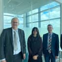 Pictured with Minister Andrew Muir MLA is Professor Piers Forster the CCC interim Chair, Dr James Richardson the Acting CCC CEO and Indra Thillainathan a senior CCC Analyst.