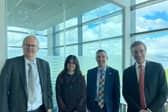 Pictured with Minister Andrew Muir MLA is Professor Piers Forster the CCC interim Chair, Dr James Richardson the Acting CCC CEO and Indra Thillainathan a senior CCC Analyst.