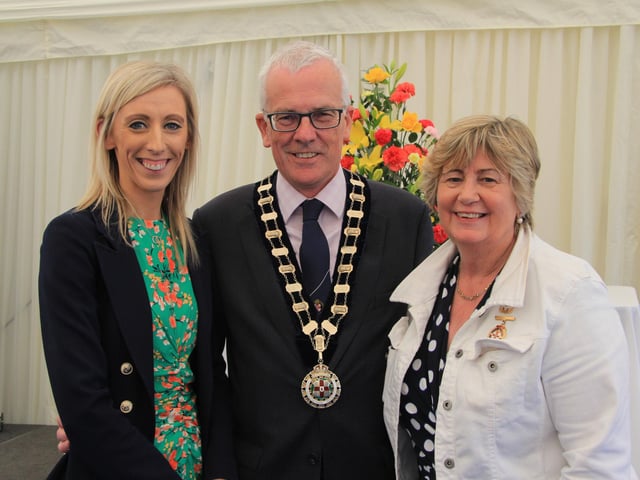 Carla Lockhart MP enjoying the 155th Balmoral Show with RUAS president John Henning OBE, and his wife Ann. Picture: Julie Hazelton